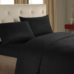 Wholesale High Quality Super Soft Hotel Satin Striped Bed Sheet Set