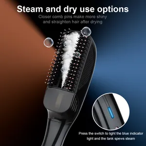 New Design Hair Styling Tools Professional 1 Step Hot Air Brush Blow Dryer Straightener Comb Brush With Steam Function