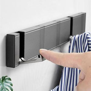 Porte-manteau mural pliable en aluminium sans perçage pour couloir, chambre, porte, chapeaux, vêtements, cuisine, toilettes – Crochets muraux noirs - Product Image 1