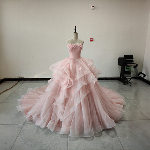 ชุดเดรสออกงาน Quinceanera สีชมพูอ่อนหรูหรา รุ่น Spjy003 ผ้าซาติน แต่งดอกไม้ 3 มิติ ระบายผ้าทูลล์ทรงบอลกาวน์เจ้าหญิง - Product Image 6