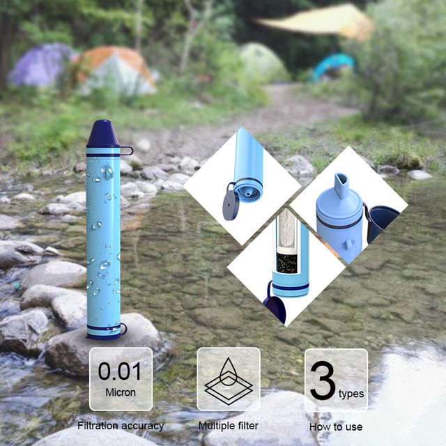 Outdoor Mini Water Filter Housing Filter Straw for Emergency Survival Tactical Traveling Backpacking