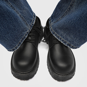 Men Big <b>Toe</b> Leather <b>Shoes</b> Spring Casual Retro Thick Sole Height Increasing Black Formal <b>Wide</b> Feet Trendy <b>Shoes</b> - Product Image 2