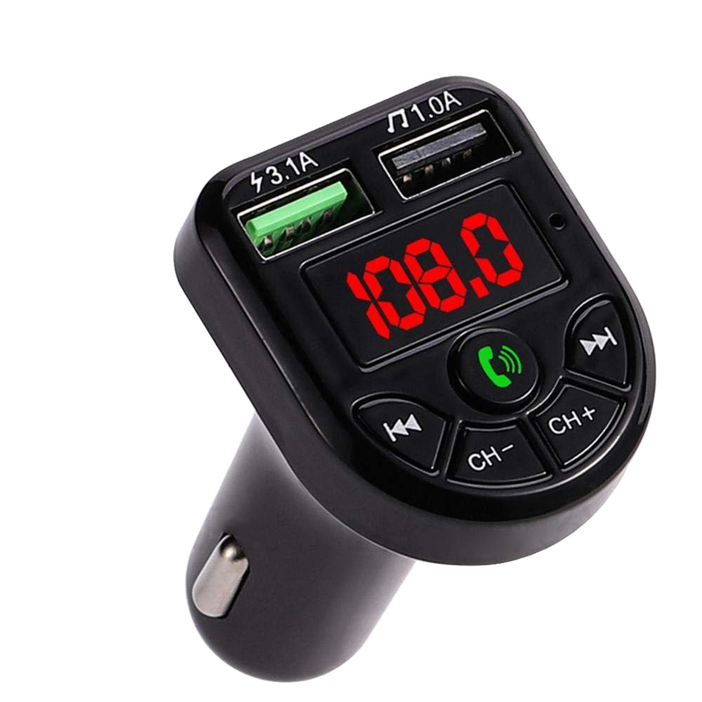 Черный автомобильный Fm-трансмиттер Dc 12-24 В с MP3-плеером и дисплеем 1,1 дюйма, двойной Usb, 1a/3.1a, поддерживает Tf/usb-вход