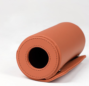 Caja de pañuelos de coche de cuero PU de fábrica YY, soporte de papel con ranura para taza interior, accesorios de almacenamiento de pañuelos redondos de lujo ligeros - Product Image 4