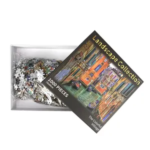 Vente en gros de 1000 pièces de puzzle en papier de collection de paysages de village de jeu amusant pour enfants