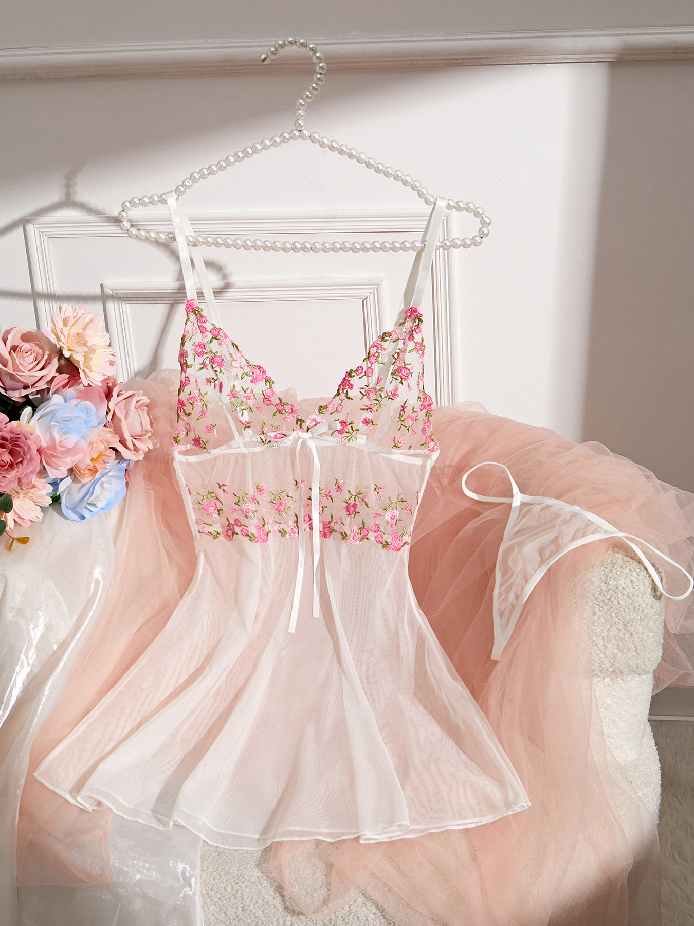 Floral See through Sexy Slip Dress - Cute Girls Nightwear