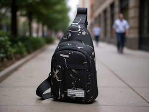 Borsa da petto in tessuto con stampa Splatter, tracolla singola, per tutte le stagioni - Product Image 2