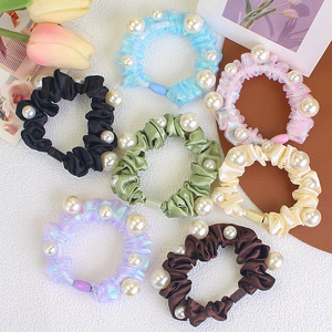 ที่มัดผมทำจากผ้าไหมไข่มุกสำหรับผู้หญิงที่มัดผมไข่มุกไข่มุกติดโลโก้ได้ตามต้องการสีสันฤดูร้อน - Product Image 2