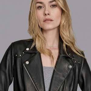Nuevo estilo Chaquetas de mujer Moto Mejor llegada para ropa de invierno Manga completa Personalizado Nuevo diseño Chaquetas de cuero para mujer - Product Image 1