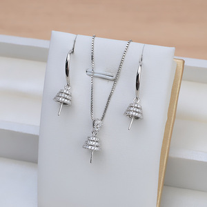Boucles d'oreilles en argent S925 en forme de chapeau avec pendentif en perle, accessoires de bricolage, ensemble de bijoux semi-finis, article n° 1361 pour femmes - Product Image 2