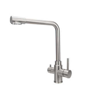 Venta caliente cepillo satinado 3 vías grifos de acero inoxidable 3 vías <span class=keywords><strong>grifo</strong></span> <span class=keywords><strong>doble</strong></span> manija 360 rotación libre grifos de ósmosis - Product Image 1