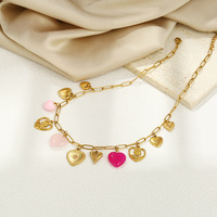 Collier avec pendentif en forme de cœur en acier inoxydable plaqué or 18 carats, accessoires de bijoux de mode DIY