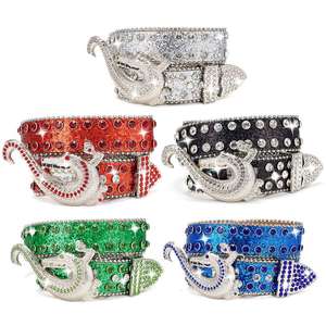 Nuevo cinturón de diamantes de imitación con hebilla de cocodrilo brillante para promoción - Product Image 1