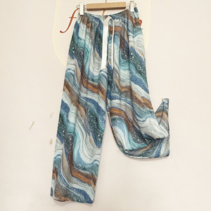 Pantalones de Pijama de Crepé de China para Mujer, Talla Grande, Holgados, Transpirables, Sencillos, Casuales, para Verano, Ropa de Dormir para Embarazadas - Product Image 4