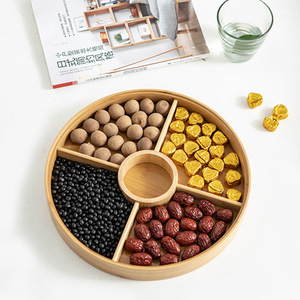 Bandejas divisorias de acrílico, bambú y madera, bandejas redondas y cuadradas para frutos secos, bandejas de almacenamiento de aperitivos para el hogar, bandejas para postres. - Product Image 4