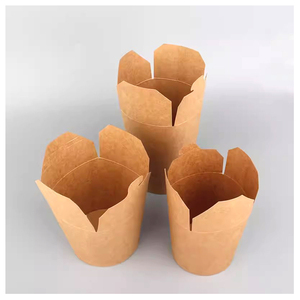 Boîtes en papier à emporter pour nouilles chinoises kraft portables à conception personnalisée 8oz 16oz Boîte d'emballage à emporter pour salade de fast-food de style américain - Product Image 4