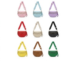 Sac banane personnalisé en polyester à carreaux avec fermeture éclair, bandoulière large réglable, sac de taille croisé pour femme, idéal pour les voyages et l'usage quotidien