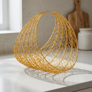Golden Vintage Wire <b>Mesh</b> Storage <b>Basket</b> Geometric Design Eco-Friendly Multifunction Home Decoration Metal Craft - Product Image 1