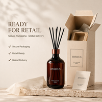 Diffuseur de parfum d'ambiance 500 ml à marque privée avec bouteille en verre ambré de luxe, parfum personnalisé, aromathérapie pour hôtels, cadeaux et vente au détail
