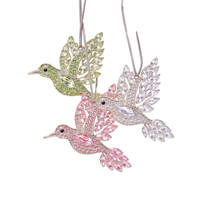Ornement de Noël en strass en forme d'oiseau, décoration suspendue en métal et cristal pour sapin de Noël, fête de mariage, décoration intérieure