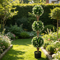 En gros, Arbre topiaire artificiel à trois sphères en pot, en buis synthétique, pour extérieur, jardin, patio, villa, remise de diplôme