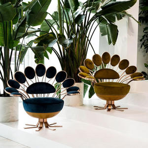 كرسي طاووس فردي بتصميم حديث على الطراز الاسكندنافي ، كرسي فاخر أصفر بتصميم مخملي مخملي لأثاث غرفة المعيشة - Product Image 4