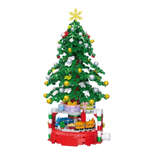 515PCS Micro Building Blocks DIY Educational Blocks Christmas Tree with Train Set Best Gift for Boys and Girls