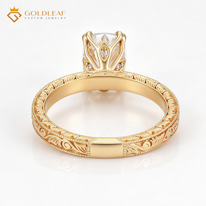 แหวนหมั้นเพชร Radiant Lab Grown ชุบทอง 10k 14k แบบวินเทจสั่งทำพิเศษจาก Goldleafgem พร้อมใบรับรอง IGI ของขวัญสุดพิเศษสำหรับเธอ - Product Image 3