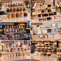 Support à cupcakes en acrylique transparent de luxe personnalisé à 3 niveaux pour le rangement et l'organisation