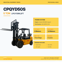 Truk Forklift Bensin dan LPG 5T: Mesin Kubota, Sistem IMPCO, Tiang 3-Tingkat 6M, Side Shift.