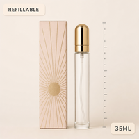 Vente en gros de flacons vaporisateurs de parfum vides de 35 ml, atomiseurs de voyage rechargeables en rose, boîte de présentation de 480 pièces, logo personnalisé