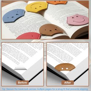 Smile Book Corner Protector PU Leather Happy <b>Bookmark</b> Portable Paper Page Mark Clip Reusable Fun Gifts for Book Clubs - Product Image 3