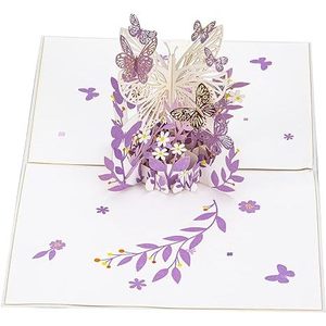 3D Pop-Up Butterfly Flower <b>Paper</b> Greeting Card with Gold Stamping and Die Cutting <b>Handmade</b> Art for Women Purple ZS P2100 - Product Image 5