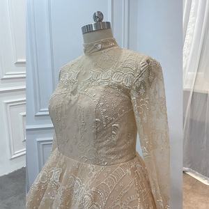 थोक शैंपेन लंबी आस्तीन के साथ आकार ब्राइड्समेड शाम के कपड़े - Product Image 5