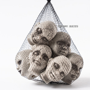 Ornamento Horror di Halloween Mini decorazione della testa dello scheletro ciondolo casa stregata tasca della rete piccola bambola del diavolo - Product Image 3