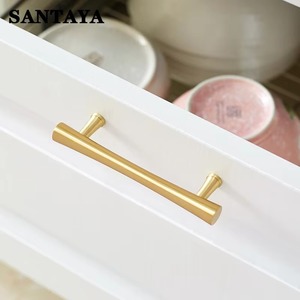 Poignées modernes et simples en laiton massif doré, longues poignées en T pour portes de placards de cuisine, tiroirs, armoires, commodes, chambres et salles de bain - Product Image 6