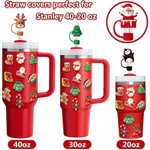 Offre Spéciale : Embouts de paille en silicone de Noël de 10 mm, personnalisables, vente en gros, accessoires pour boissons avec bouchon anti-poussière, réutilisables, idées cadeaux pour bars - Product Image 4