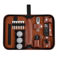 Lotusflower GA13 Kit d'entraînement de golf en plein air, étui organisateur d'accessoires de golf en cuir PU imperméable avec fermeture éclair, portable