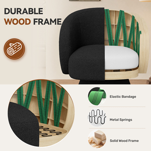 Fauteuil pivotant à 360 degrés en tissu Sherpa avec pieds en métal, fauteuil moderne pour salon, chambre à coucher, salle de séjour - Product Image 4