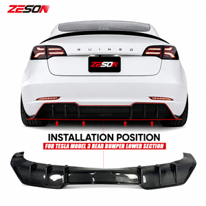 ZESON Carbon Fiber AD Style Rear <strong>Diffuser</strong> Valance Apron for Tesla Model 3 2017-2023 - Product Image 5