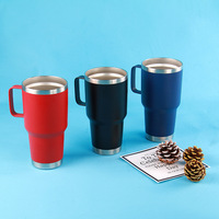 Vaso Térmico Personalizado de 30 oz con Asa, Taza de Viaje de Acero Inoxidable, Aislamiento al Vacío con Tapa Hermética, Botella de Agua para Exteriores