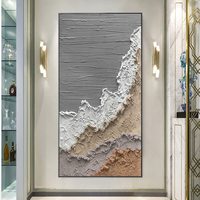 Décoration murale d'entrée de maison, relief décoratif, peinture à l'huile de paysage marin texturé, peinture paysagère texturée 3D naturelle peinte à la main