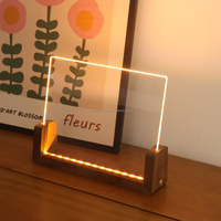 Lampe de table en bois en forme de U, LED, DIY, lumière de nuit en acrylique vierge, lampe de table rechargeable par USB pour chambre à coucher