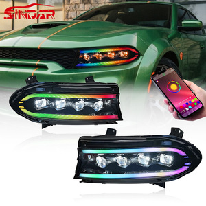 <span class=keywords><strong>Faro</strong></span> Anteriore Animato <span class=keywords><strong>RGB</strong></span> Completo SINDAR con Quattro Lenti e Luci Diurne (DRL) per Dodge Charger SRT HellCat 2015-2021 Facelift 7a Generazione 15-21 - Product Image 1