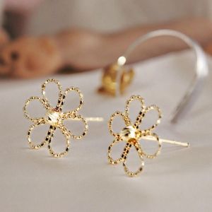 Xinfly 18k Gold Earrings <b>Small</b> Fresh Earrings Au750 Plain Gold Lace Earrings Gold Braided Exquisite Sunflower - Product Image 4