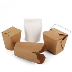 Упаковка для рисовой лапши, крафт-черный бумажный контейнер на вынос, коробка для лапши, эко-пищевая лапша, 16 унций, 26 унций, 32 унции - Product Image 1