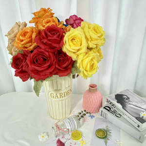 Bouquet de roses artificielles Diana Rose à 5 têtes pour mariage, décoration intérieure, fleurs en tissu tressé - Product Image 3