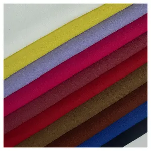 Plain Yarn Dyed Knit Fabric Roll Textiles Raw Material Stretch Polyester Spandex Crepe Scuba Fabrics For Clothing