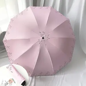 Portable Travel Umbrella With Uv Protection Sun And Rain Lady Fashion Umbrella With Flower Design Manual Folding Umbrella