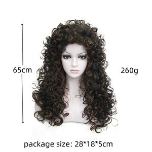 Peluca <span class=keywords><strong>de</strong></span> rollo pequeño africano, variedad <span class=keywords><strong>de</strong></span> Peluca <span class=keywords><strong>de</strong></span> pelo sintético largo para mujeres, <span class=keywords><strong>pelucas</strong></span> <span class=keywords><strong>de</strong></span> Cosplay <span class=keywords><strong>de</strong></span> ondas rizadas negras y marrones resistentes al calor - Product Image 3